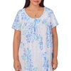 image:imageCarole Hochman Pajamas for Women Nightgown  Floral Cotton Knit Lightweight 38 Short Sleeve Sleep DressBlue Watercolor Floral