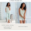 image:imageCarole Hochman Womens 4Piece 100 Cotton Pajama Set  VNeck TShirt Tank Capri Pants amp Shorts with Drawstring amp PocketsBlack