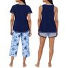 image:imageCarole Hochman Womens 4Piece 100 Cotton Pajama Set  VNeck TShirt Tank Capri Pants amp Shorts with Drawstring amp PocketsBluetie Dye