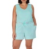 image:imageCarole Hochman Womens 4Piece 100 Cotton Pajama Set  VNeck TShirt Tank Capri Pants amp Shorts with Drawstring amp PocketsLight Blue