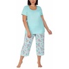 image:imageCarole Hochman Womens 4Piece 100 Cotton Pajama Set  VNeck TShirt Tank Capri Pants amp Shorts with Drawstring amp PocketsLight Blue
