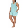 image:imageCarole Hochman Womens 4Piece 100 Cotton Pajama Set  VNeck TShirt Tank Capri Pants amp Shorts with Drawstring amp PocketsLight Blue