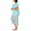 image:imageCarole Hochman Womens 4Piece 100 Cotton Pajama Set  VNeck TShirt Tank Capri Pants amp Shorts with Drawstring amp PocketsLight Blue