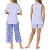 image:imageCarole Hochman Womens 4Piece 100 Cotton Pajama Set  VNeck TShirt Tank Capri Pants amp Shorts with Drawstring amp PocketsPeriwinkle