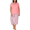 image:imageCarole Hochman Womens 4Piece 100 Cotton Pajama Set  VNeck TShirt Tank Capri Pants amp Shorts with Drawstring amp PocketsPink