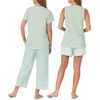 image:imageCarole Hochman Womens 4Piece 100 Cotton Pajama Set  VNeck TShirt Tank Capri Pants amp Shorts with Drawstring amp PocketsSage