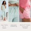 image:imageCarole Hochman Womens 4Piece 100 Cotton Pajama Set  VNeck TShirt Tank Capri Pants amp Shorts with Drawstring amp PocketsSage