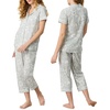 image:imageCarole Hochman Womens Short Sleeve Button Down Pajama Top amp Cropped Pants Set  100 Cotton Jersey  Sleepwear amp LoungewearGrey Heather Floral