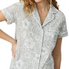 image:imageCarole Hochman Womens Short Sleeve Button Down Pajama Top amp Cropped Pants Set  100 Cotton Jersey  Sleepwear amp LoungewearGrey Heather Floral