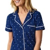 image:imageCarole Hochman Womens Short Sleeve Button Down Pajama Top amp Cropped Pants Set  100 Cotton Jersey  Sleepwear amp LoungewearNavy Blue Depths Ditsy