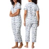 image:imageCarole Hochman Womens Short Sleeve Button Down Pajama Top amp Cropped Pants Set  100 Cotton Jersey  Sleepwear amp LoungewearWhite Countryside