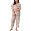 image:imageCarole Hochman Womens Short Sleeve Button Down Pajama Top amp Cropped Pants Set  100 Cotton Jersey  Sleepwear amp LoungewearWhite Multi Ditsy