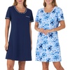image:imageCarole Hochman Womens 2Pack Sleep amp Lounge Shirt  100 Cotton Short Sleeve Sleepshirt  Soft amp Breathable Nightgown DressMedieval Blue