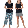 image:imageCarole Hochman Womens 4Piece 100 Cotton Pajama Set  VNeck TShirt Tank Capri Pants amp Shorts with Drawstring amp PocketsBlack