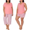 image:imageCarole Hochman Womens 4Piece 100 Cotton Pajama Set  VNeck TShirt Tank Capri Pants amp Shorts with Drawstring amp PocketsPink