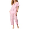 image:imageCarole Hochman Womens Short Sleeve Button Down Pajama Top amp Cropped Pants Set  100 Cotton Jersey  Sleepwear amp LoungewearParfait Pink Gardening