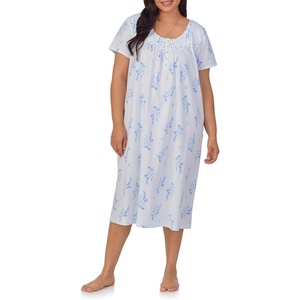 image:imageCarole Hochman Pajamas for Women Nightgown  Floral Cotton Knit Lightweight 44 Short Sleeve Waltz Sleep DressBlue Floral Stripe