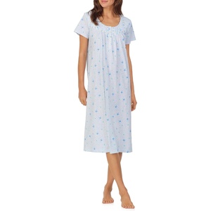 image:imageCarole Hochman Pajamas for Women Nightgown  Floral Cotton Knit Lightweight 44 Short Sleeve Waltz Sleep DressBlue Hummingbird
