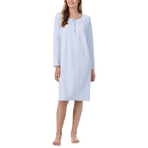 image:imageCarole Hochman Womens 42 Cotton Pointelle Waltz Nightgown  Soft Breathable Sleepwear with Elegant Lettuce Edge amp Bow TieSweet Blue