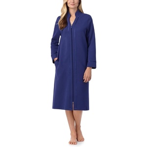 image:imageCarole Hochman Womens 44 Long Sleeve ZipUp Waltz Robe  Cozy CottonBlend Diamond Quilt Robe with Satin Trim amp PocketsSapphire