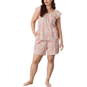 image:imageCarole Hochman Womens Short Sleeve Pajama Top amp Bermuda Shorts Set  100 Cotton Jersey  Breathable Sleepwear amp LoungewearParfait Pink Floral